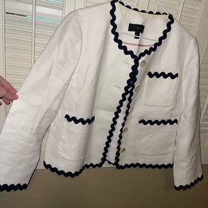 J Crew white and navy blazer